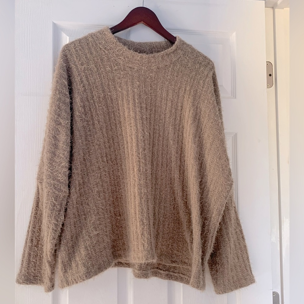 Never Worn - Lane Bryant Taupe Sweater - Super Soft Textured Stripes